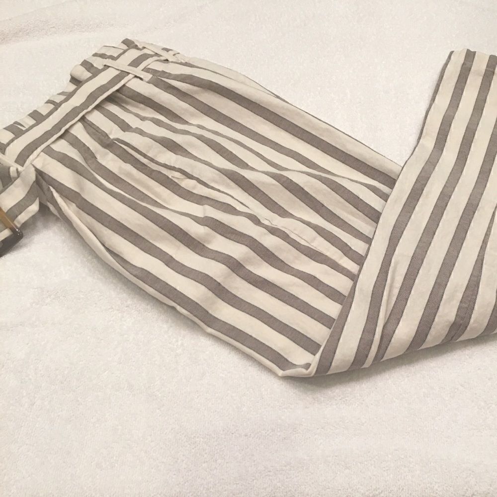 Romeo & Juliet Couture Small Y2K Wide Leg Pants cream brown striped